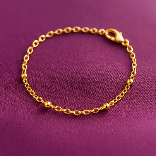 Gold chram Bracelet Set with Shell, Bow & Bead Chain (Pack of 2)