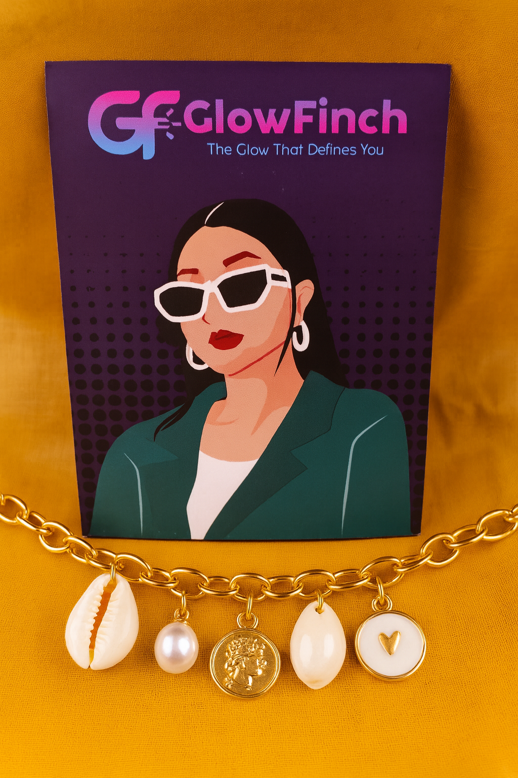 GlowFinch Gold finish Cowrie Pearl & Coin Charm Bracelet for Women | Trendy Daily Jewellery