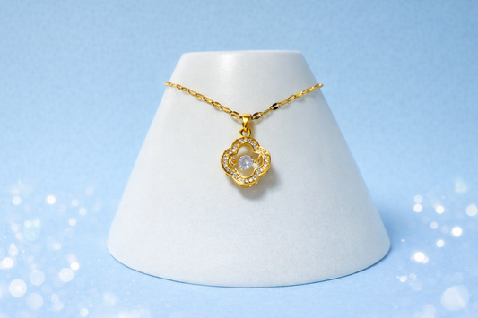 GlowFinch Gold finish Crystal Pendant Necklace for Women | Elegant Daily Wear Jewellery
