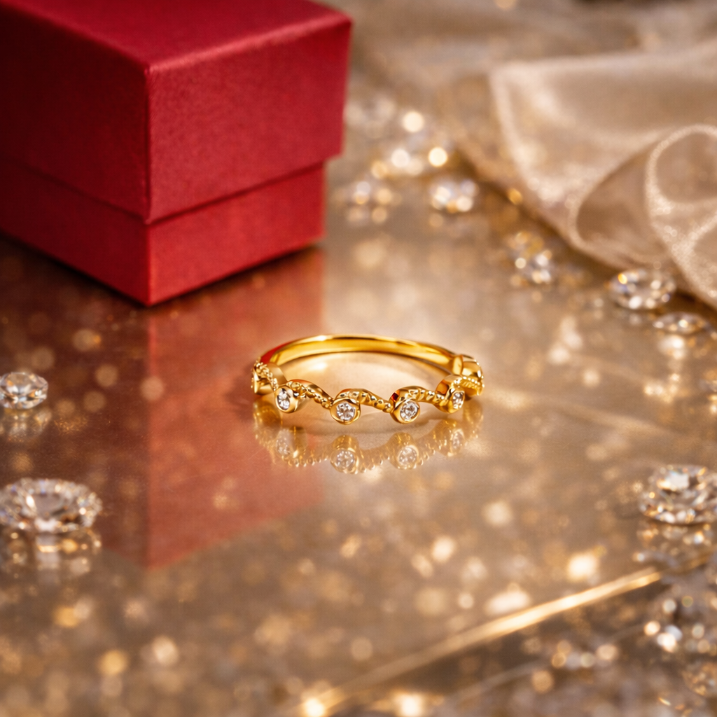 Gold Finish Free Size Ring for Women