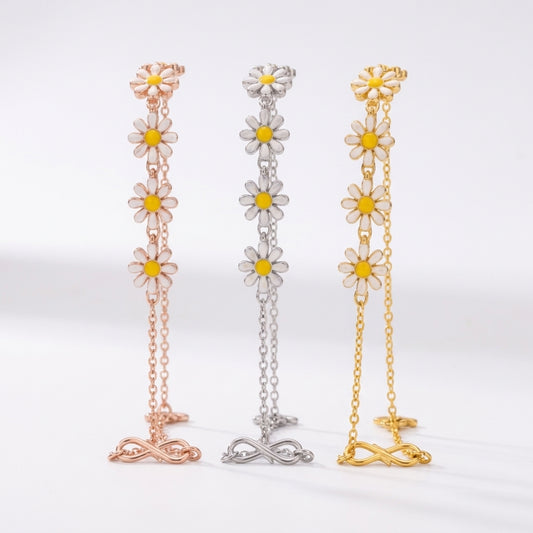 Daisy Charm Bracelets Combo Gold Silver Rose for Women