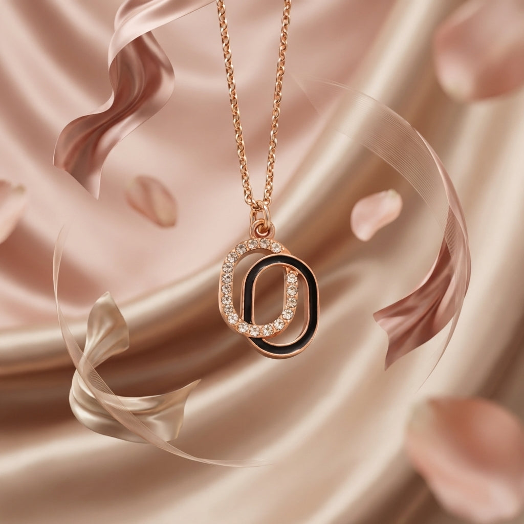 Rose Gold Finish Initial O Pendant Necklace for Women