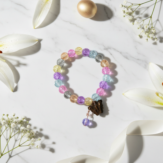 Colorful Beaded Butterfly Charm Bracelet for Women | Crystal Finish