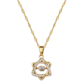 GlowFinch Gold Star Crystal Pendant Necklace for Women | Elegant Geometric Jewellery