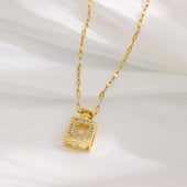 Gold Finish Square Pendant Necklace for Women