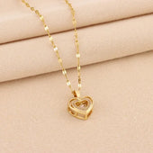 GlowFinch Gold Finish Double Heart Crystal Pendant Necklace for Women | Elegant Love Jewellery