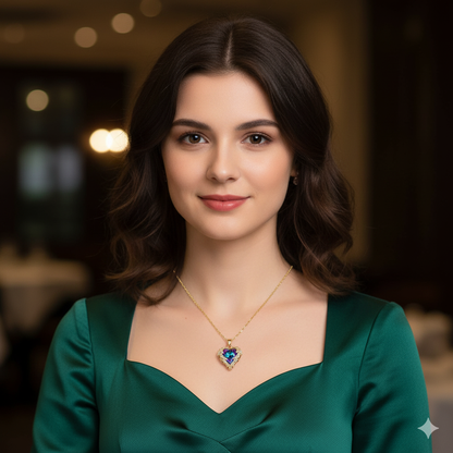 Divine Love Gold and -Plated Heart Crystal Necklace for Women