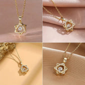 GlowFinch Gold Star Crystal Pendant Necklace for Women | Elegant Geometric Jewellery