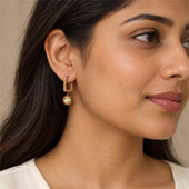 Rose Gold Square Hoop Clover Drop Earrings