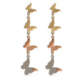 Multi Tone Butterfly Cascade Drop Earrings