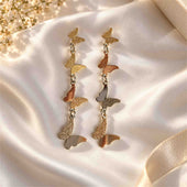 Multi Tone Butterfly Cascade Drop Earrings