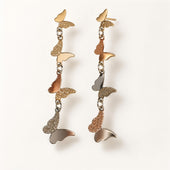 Multi Tone Butterfly Cascade Drop Earrings