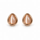 Rose Gold Teardrop Cat Eye Stone Stud Earrings for Women and Girls
