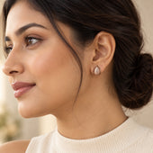 Rose Gold Teardrop Cat Eye Stone Stud Earrings for Women and Girls