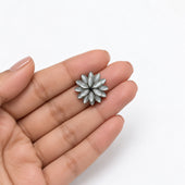 Silver White Cat Eye Flower Cluster Stud Earrings for Women and Girls
