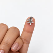 Silver Mini Flower Cat Eye Stone Pearl Stud Earrings for Women