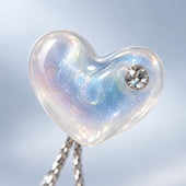 Iridescent Heart Pearl Tassel Drop Earrings in Silver for Women