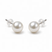 Classic White Pearl Ball Stud Earrings for Women and Girls
