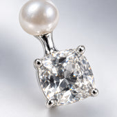 Pearl and Cushion Cut CZ Silver Drop Earrings for Women