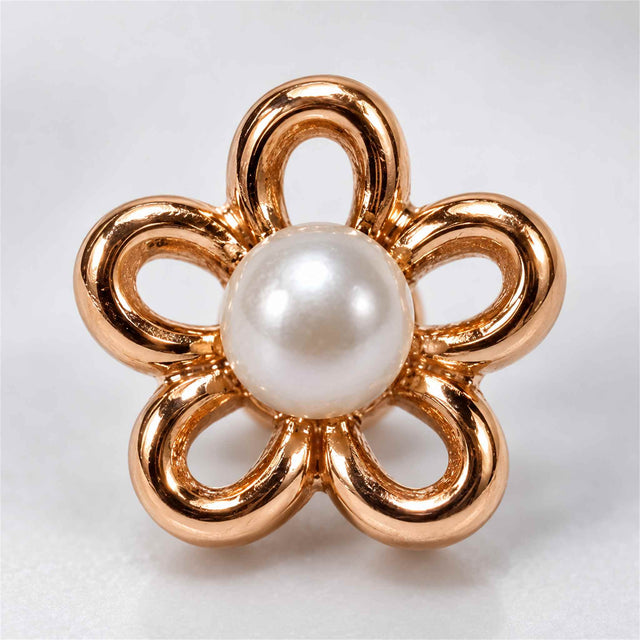 Rose Gold Pearl Flower Stud Earrings