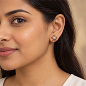 Rose Gold Pearl Flower Stud Earrings