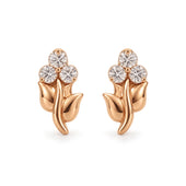 Rose Gold Tulip CZ Cluster Stud Earrings