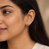 Rose Gold Tulip CZ Cluster Stud Earrings