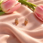 Rose Gold Tulip CZ Cluster Stud Earrings