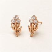 Rose Gold Tulip CZ Cluster Stud Earrings