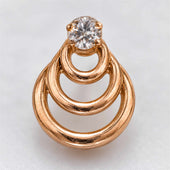 Rose Gold Triple Ring CZ Stud Earrings