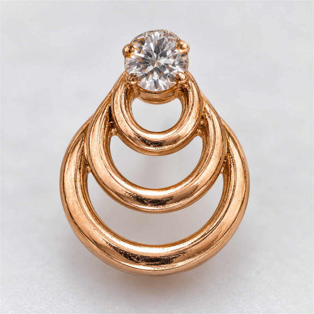 Rose Gold Triple Ring CZ Stud Earrings