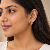 Rose Gold Triple Ring CZ Stud Earrings