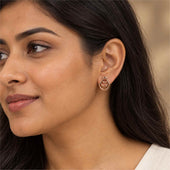 Rose Gold Triple Ring Knot Stud Earrings