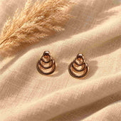 Rose Gold Triple Ring Knot Stud Earrings