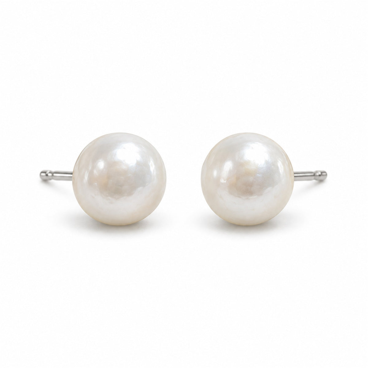 Silver Pearl Stud Earrings