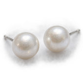 Silver Pearl Stud Earrings
