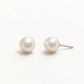 Silver Pearl Stud Earrings
