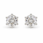 Silver Solitaire CZ Stud Earrings