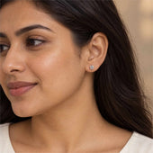 Silver Solitaire CZ Stud Earrings