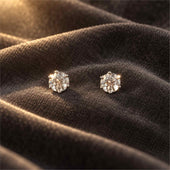 Silver Solitaire CZ Stud Earrings