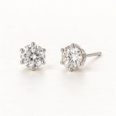 Silver Solitaire CZ Stud Earrings