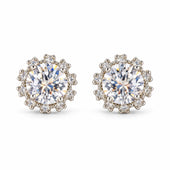 Silver CZ Halo Stud Earrings
