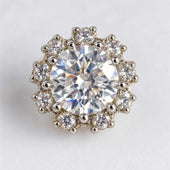 Silver CZ Halo Stud Earrings