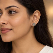 Silver CZ Halo Stud Earrings