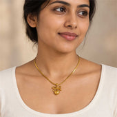 Gold Bow Heart Pendant Herringbone Necklace