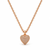 Rose Gold Pave CZ Heart Pendant Necklace