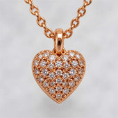 Rose Gold Pave CZ Heart Pendant Necklace
