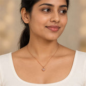 Rose Gold Pave CZ Heart Pendant Necklace