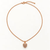 Rose Gold Pave CZ Heart Pendant Necklace