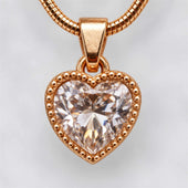 Rose Gold Heart CZ Solitaire Pendant Necklace